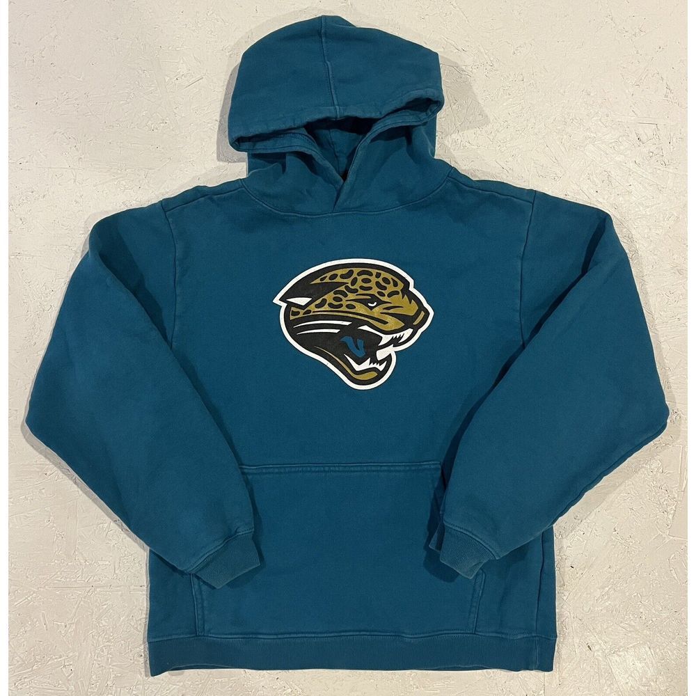 Vintage Y2K NFL Jacksonville Jaguars Teal Blue Hoodie Sweatshirt Youth L - Picture 1 of 9